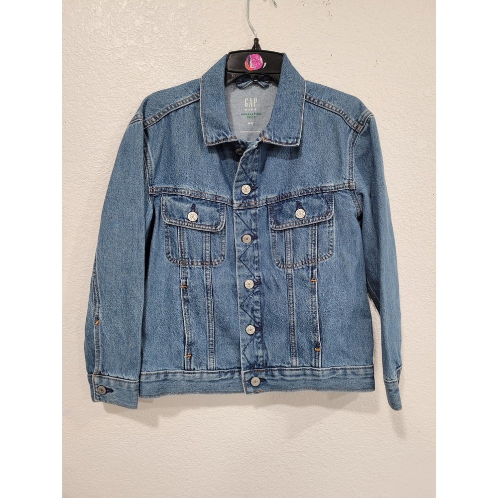 Gap Kids Generation Good Medium Wash Blue Denim Trucker Jacket Size M 8-9 #7